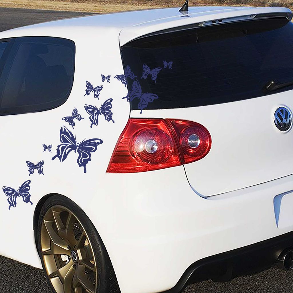 Aufkleber - 14-teiliger "Butterfly" Autoaufkleber-Bogen 60cm x 30cm königsblau - Tuning Carystyling Heckscheibe Auto