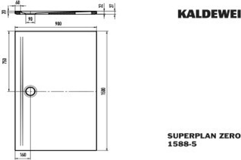 Kaldewei 358847980662 DW SUPERPLAN ZERO Mod.1588-5, 900 x