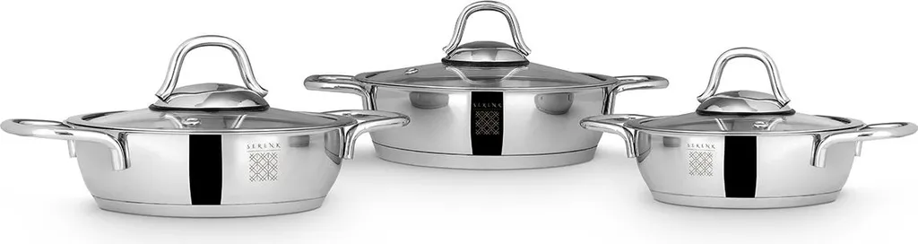 Set Padelle Acciaio Inox Serenk Definition per Cottura Sana e Induzione