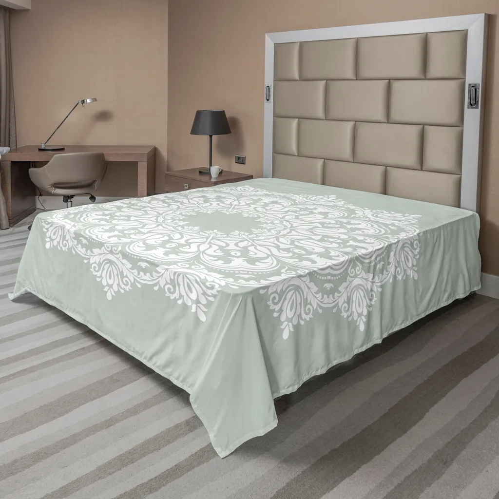 Drap de Lit Supérieur à Motifs Orientaux Classiques 275x260 cm Vert