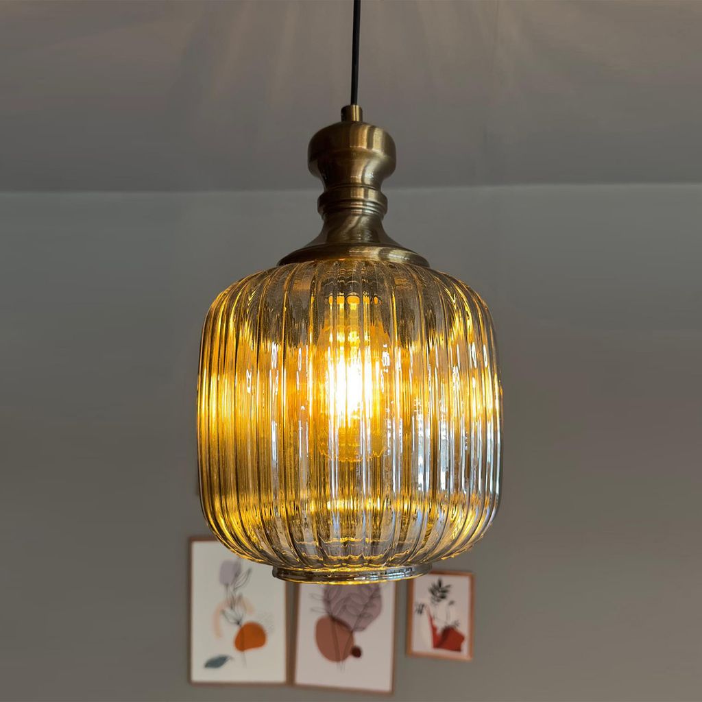 Räucherglas Einzelner Kronleuchter Knopf Hammerschlag Kopf Retro Pendelleuchte