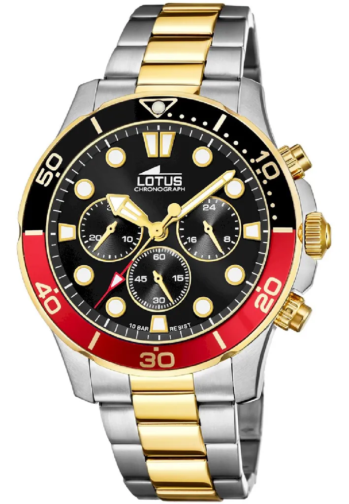 Montre Lotus 18757/5 Excellent Chrono Étanche 100m en Acier Argenté
