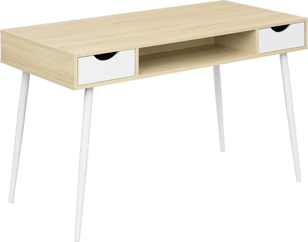 Table d'Ordinateur Design avec Rangement Intégré et Structure Métal Noir