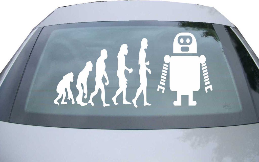 Indigos UG - Aufkleber Heckscheibe & Motorklappe DE7109 - weiß - 600x284 mm - Evolution Roboter - Auto Scheiben Fenster Heckklappe Tuning Racing J...