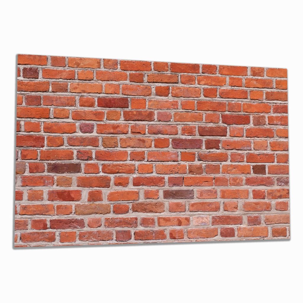 Wallario Herdabdeckplatte aus Glas, Größe 80 x 52 cm 1-teilig, Motiv Rote Ziegelsteinwand - Backsteine