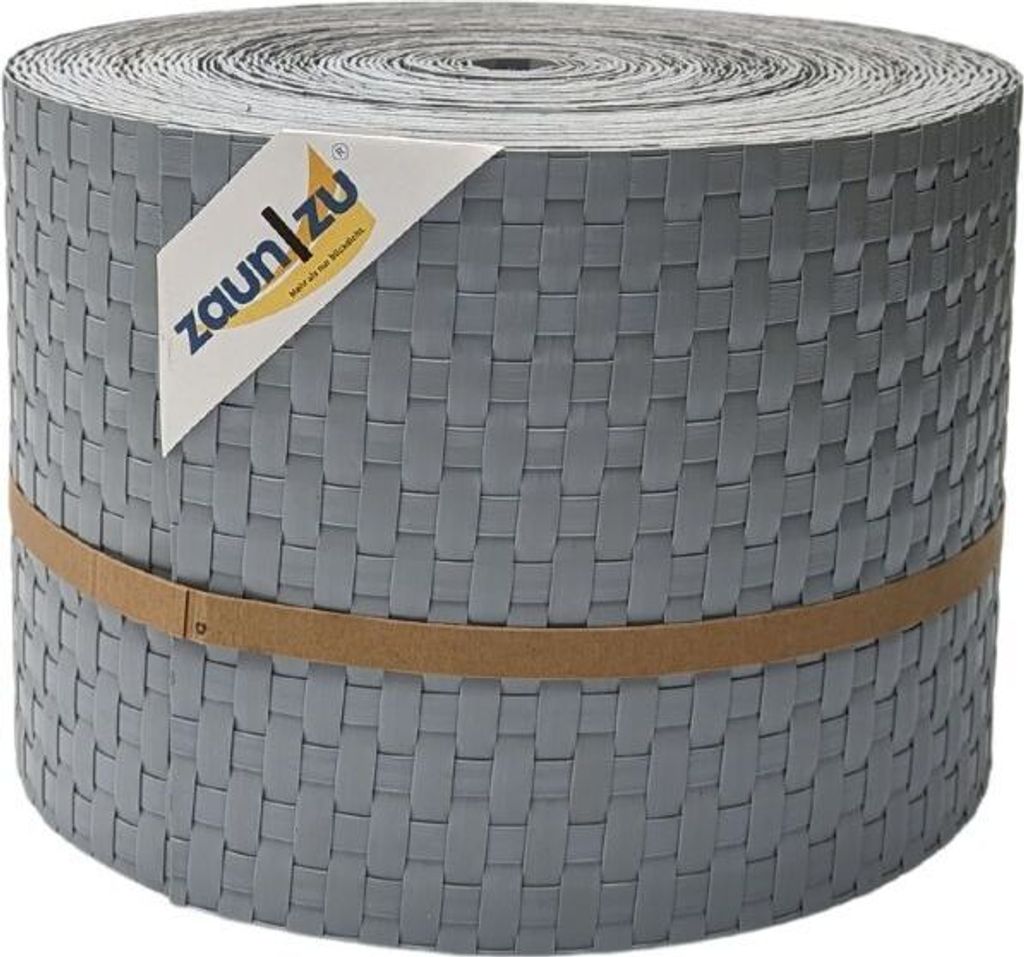 Sichtschutzstreifen zaun|zu RATTAN 26m Rolle Zaunblende für Doppelstabmattenzaun Hellgrau 26m