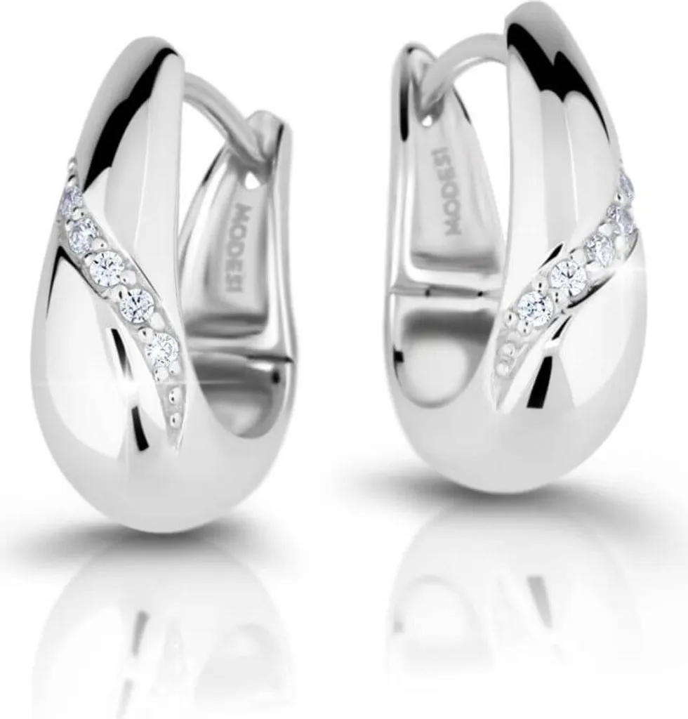 Boucles d'oreilles M26018 serties de zircon - Finition haute brillance