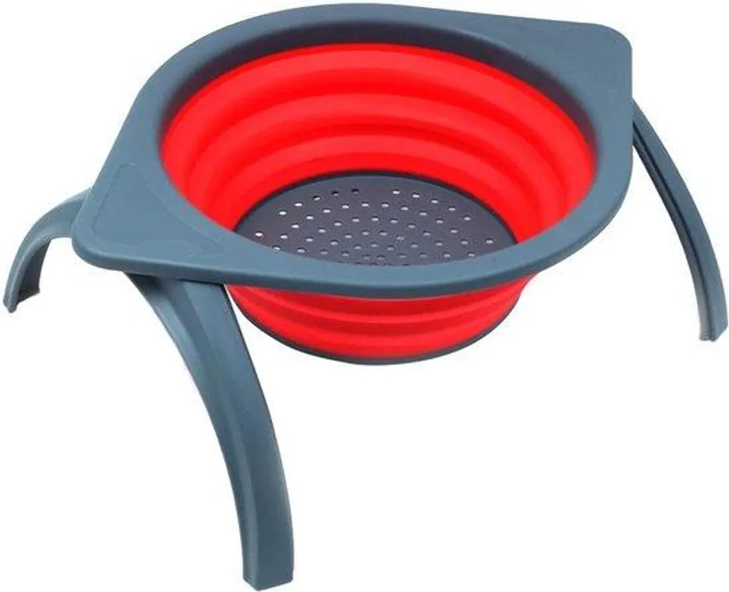 Bassine de cuisine pliable en silicone pour le lavage des légumes - Rouge