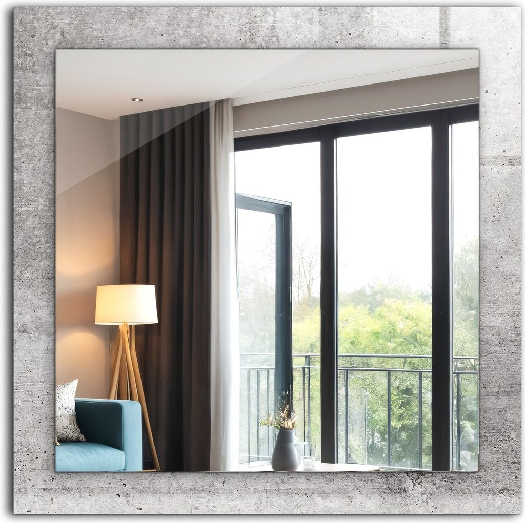 Bedruckter Spiegel - Wandspiegel - Dekorativer - Modern - 60x60 cm - Betonwandstruktur