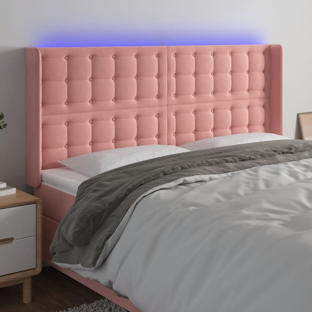 Maison Exclusive - LED Kopfteil Rosa 163x16x118/128 cm Samt