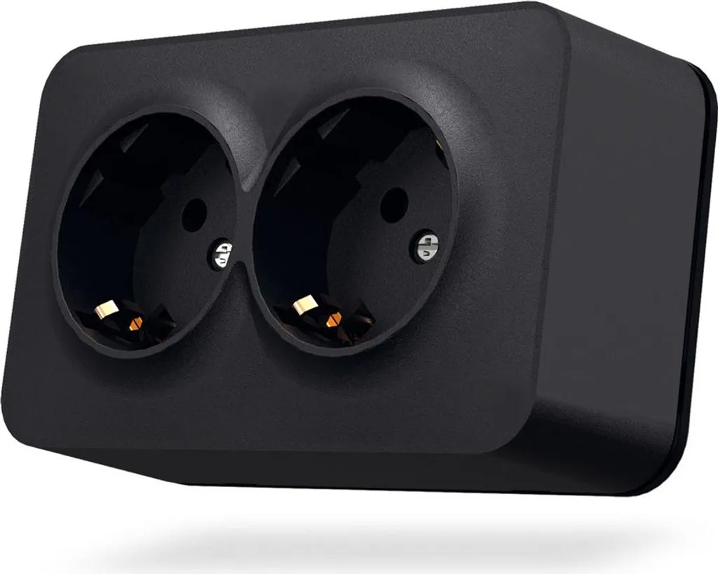 Prise double Schuko BINERA noir pour salon et bureau - VIDEX IP20