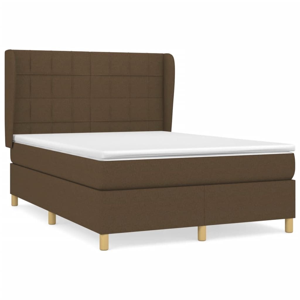 Hochwertige Boxspringbett moderne - mit Matratze Dunkelbraun 140x200 cm Stoff, Klassische Betten DE10731