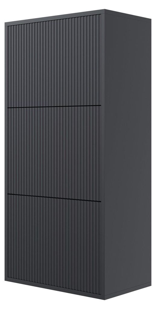 Selsey VELDIO - Wand-Schuhschrank mit 3 Klappen, Schwarz, Produktbild 