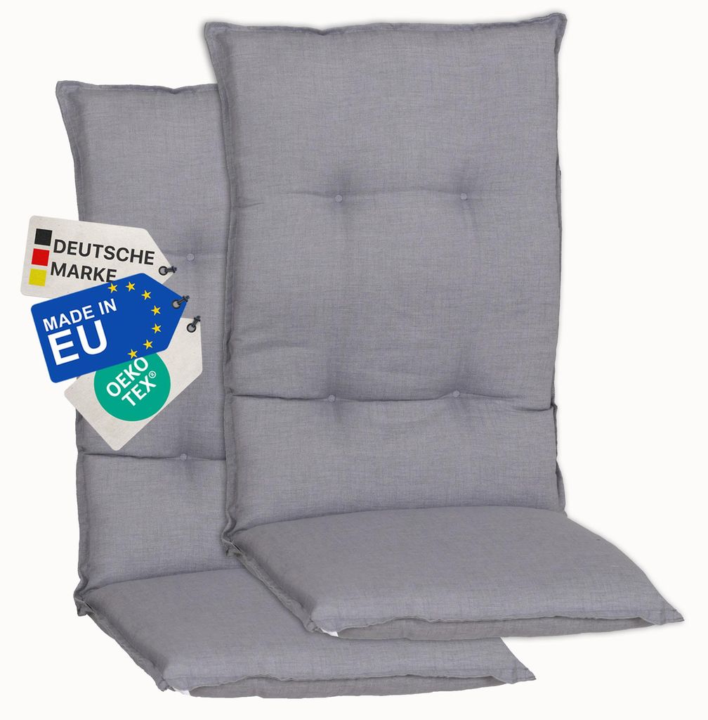 NYVI Gartenstuhl Auflagen Hochlehner 2er Set Barcelona - UV-Beständig, Atmungsaktiv, Strapazierfähig - Hochlehnerauflagen Sitzkissen Outdoor - Si...