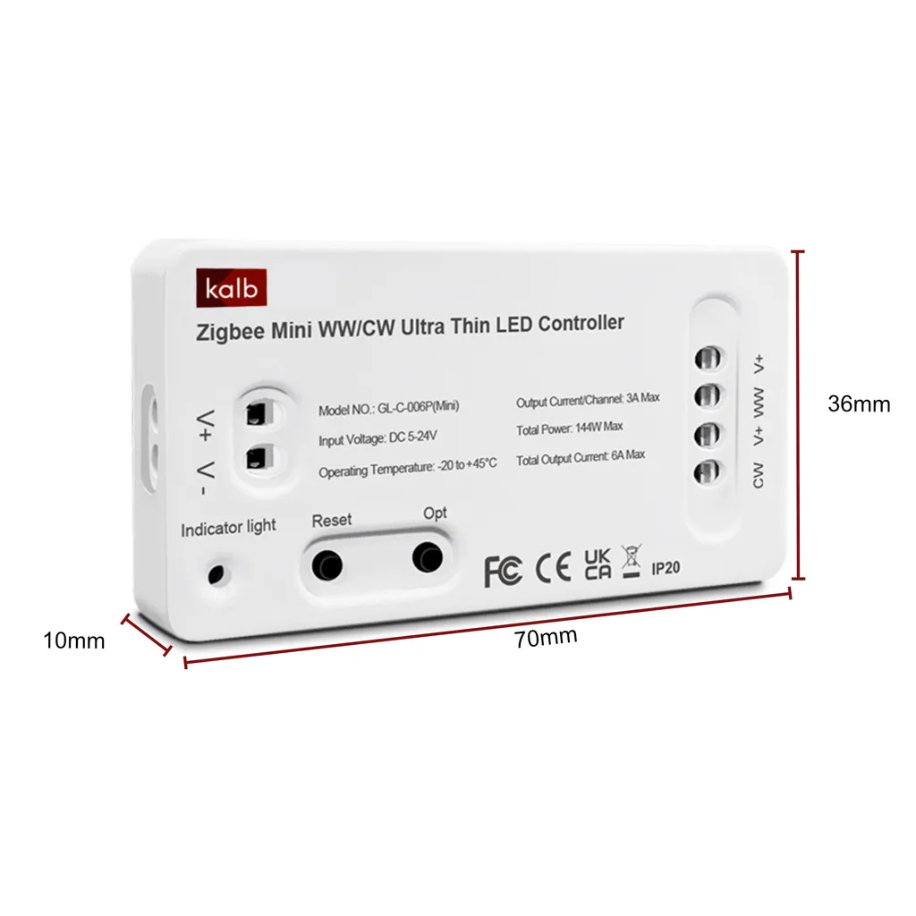 Contrôleur Zigbee 1 canal pour ruban LED CCT et blanc, avec télécommande RF