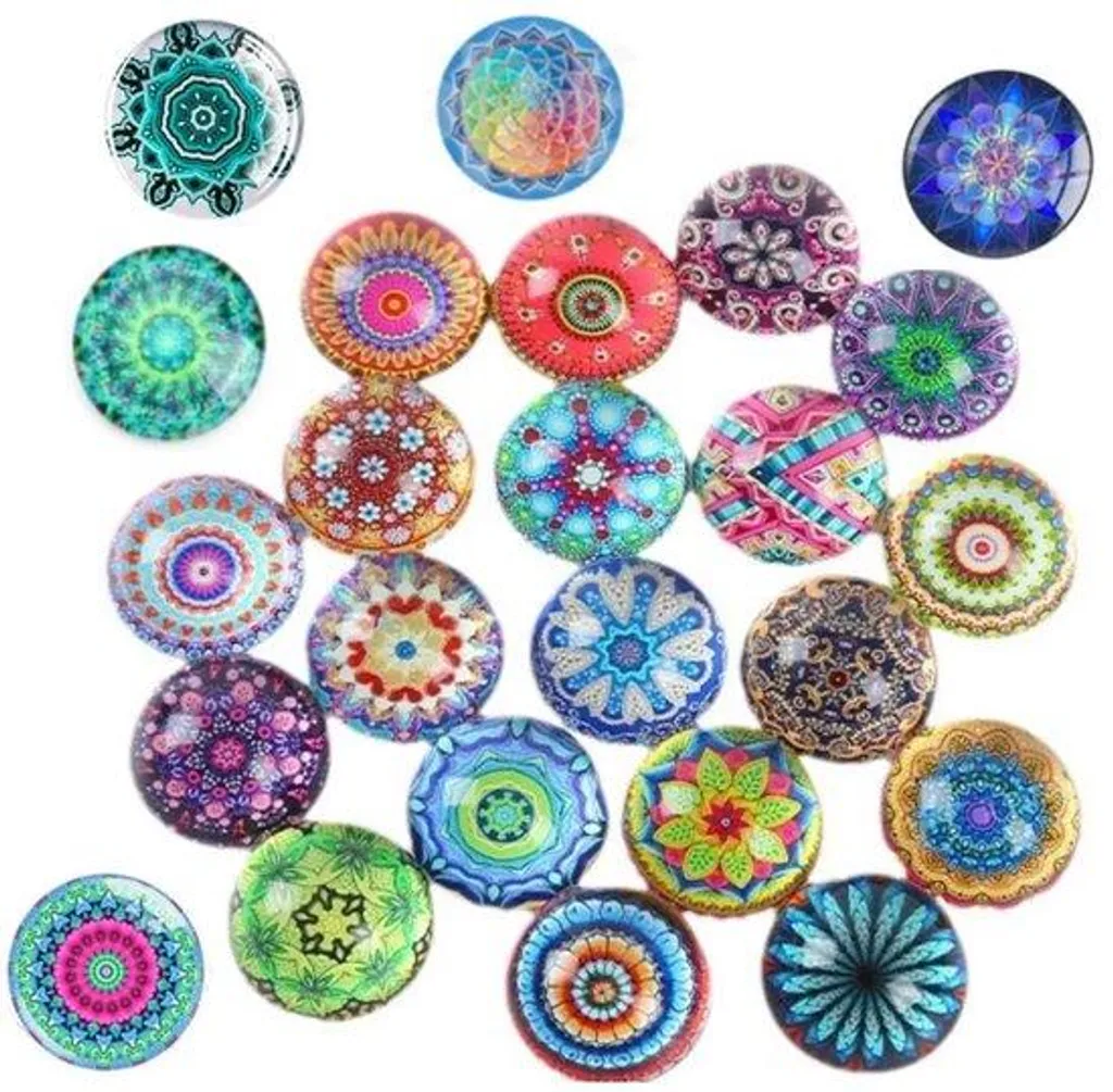 Aimants Puissants en Verre Rond 30mm, Design Coloré et Durable, Lot 24
