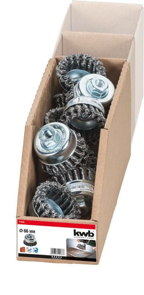 kwb 719236, Topfbürste, 1,4 cm, 6,6 cm, 0,5 mm, Metall, Stein, Metall