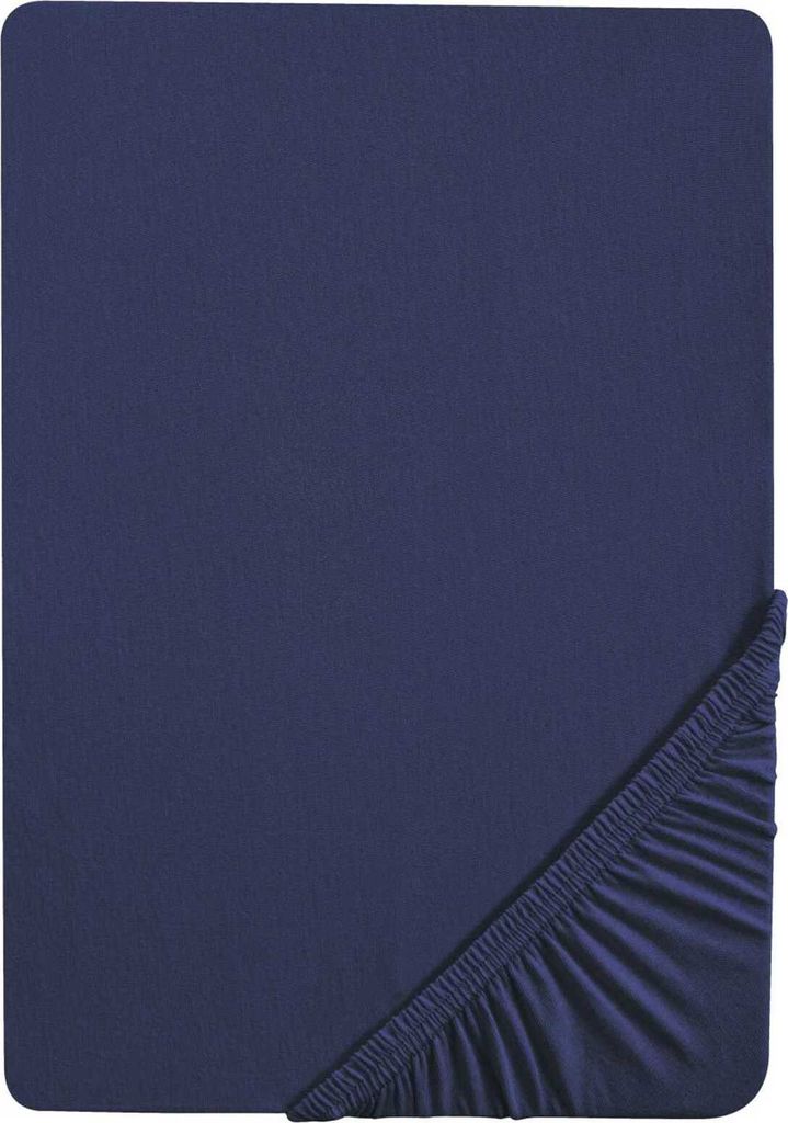 biberna Spannbettlaken 90x200cm (90x190cm bis 100x200cm), Spannbetttuch Stretch Feinjersey, kornblau
