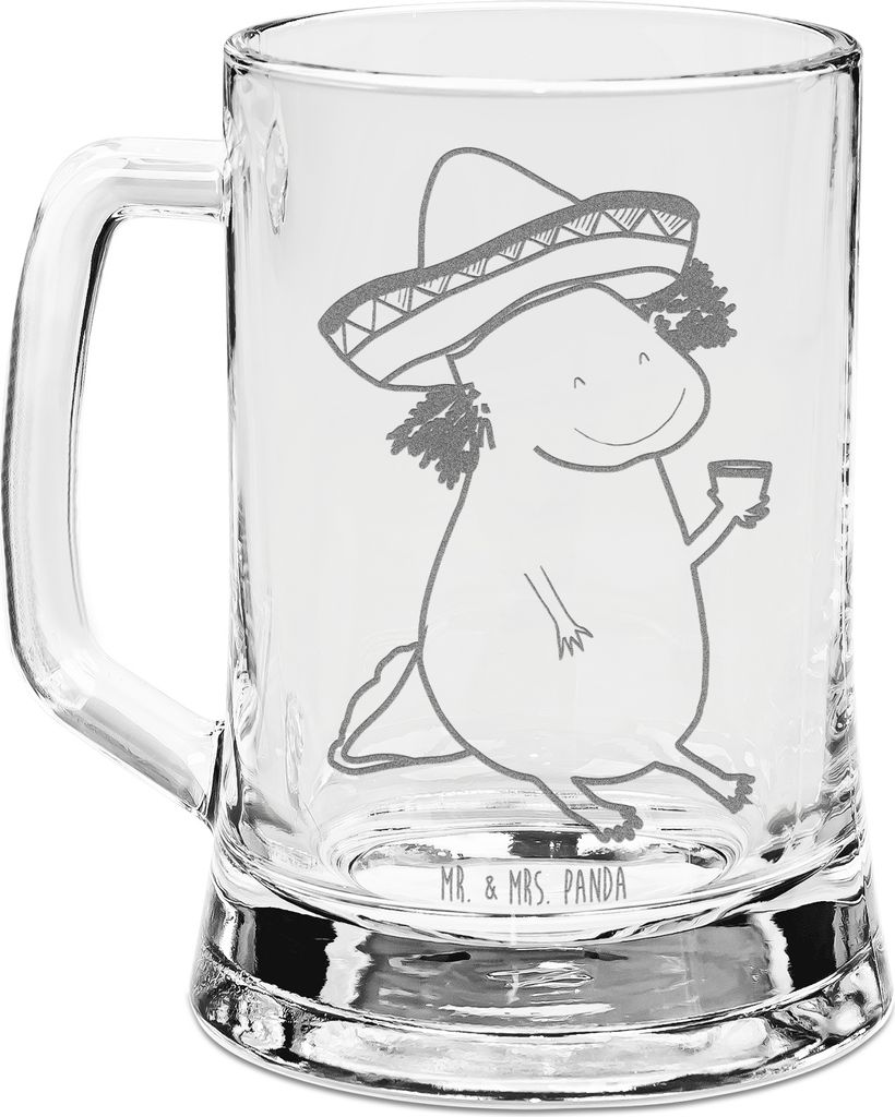 Mr. & Mrs. Panda Krug Axolotl Tequila - Transparent - Geschenk, Bierkrug Mit Gravur, Bierhumpen, Seidel, Glas, Lurch, Party, Humpen, Mexiko, trinken