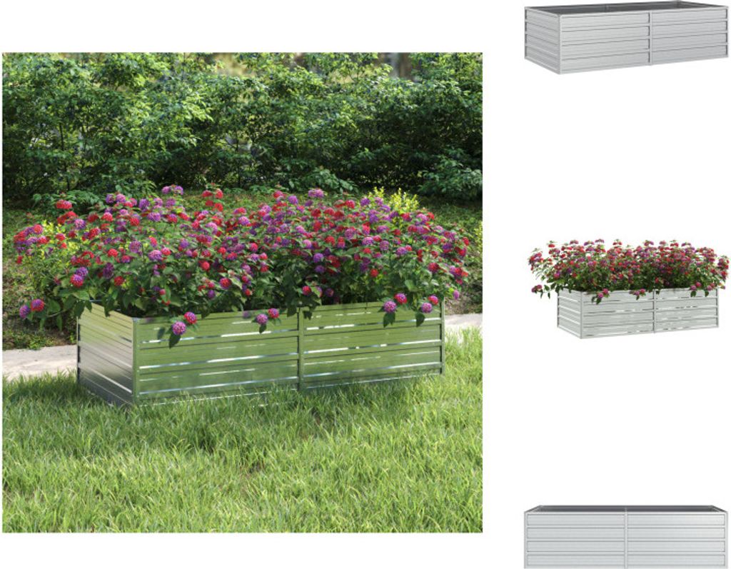 vidaXL Garten-Hochbeet 160x80x45 cm Verzinkter Stahl Silber - Blumentöpfe & Pflanzgefäße