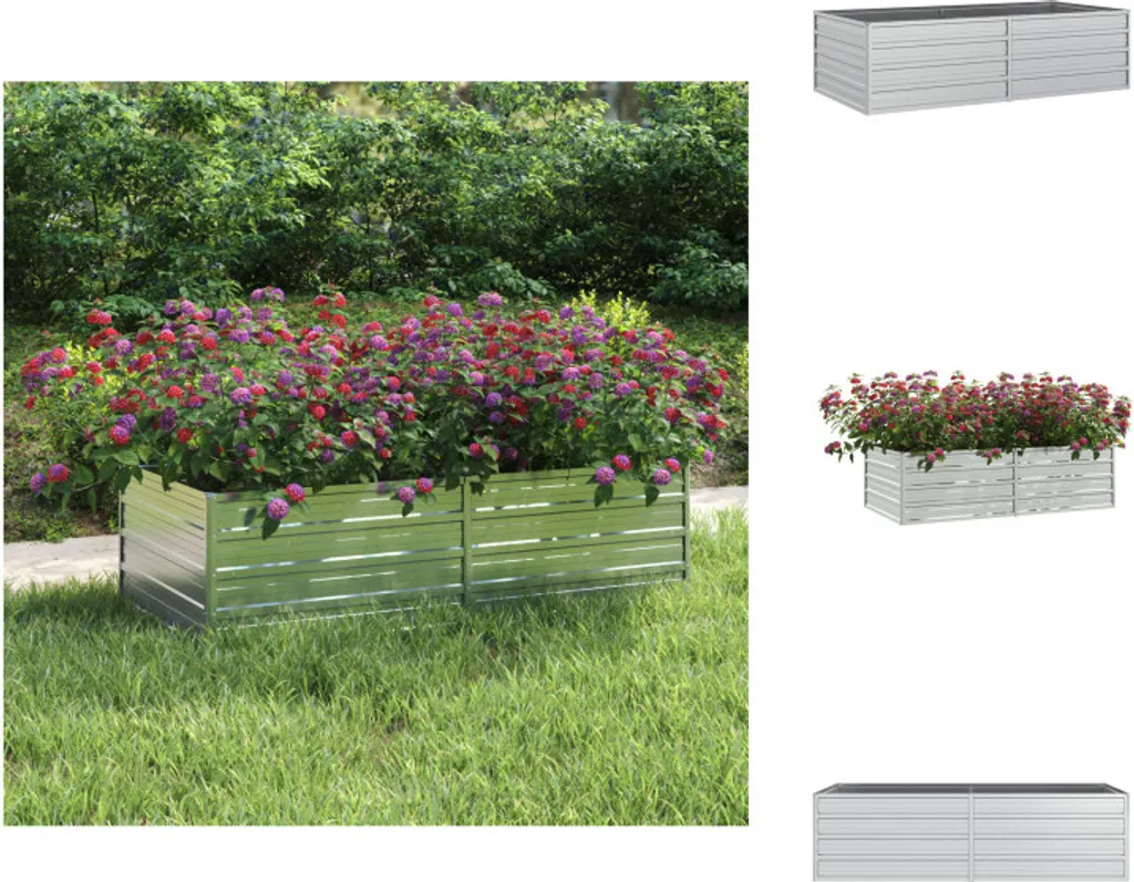 Jardinière potagère rectangulaire en métal argenté 160x80 cm pour jardin