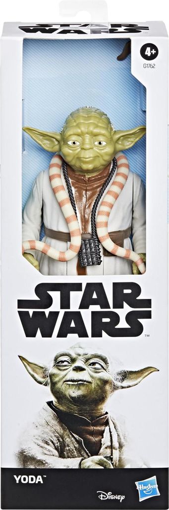 The image shows the packaging of a Star Wars Yoda action figure.
