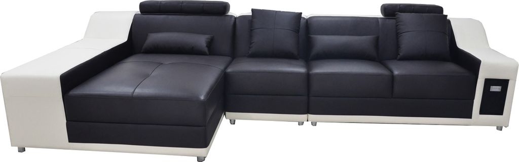Ecke Leder Modern XXL Couch Wohnlandschaft Ledersofa Sofa mit USB,L-Form B2017B