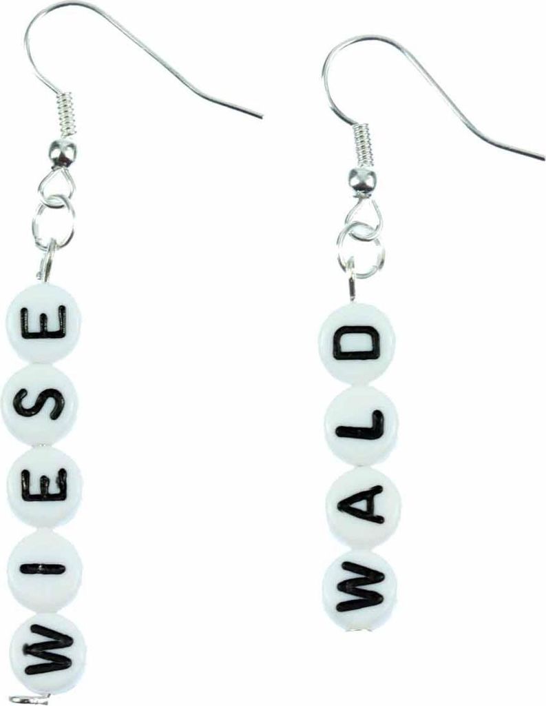 WALD & WIESE Ohrringe Miniblings Hänger Wörter Wort Buchstaben weiß