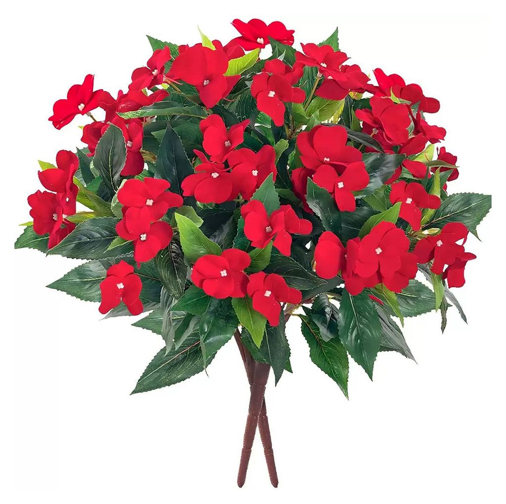 Künstliche Fleißige Lieschen für den Außenbereich, UV-beständiger Kunstseidenblumenstrauß für Frühling und Sommer, Garten, Terrasse, Verand...