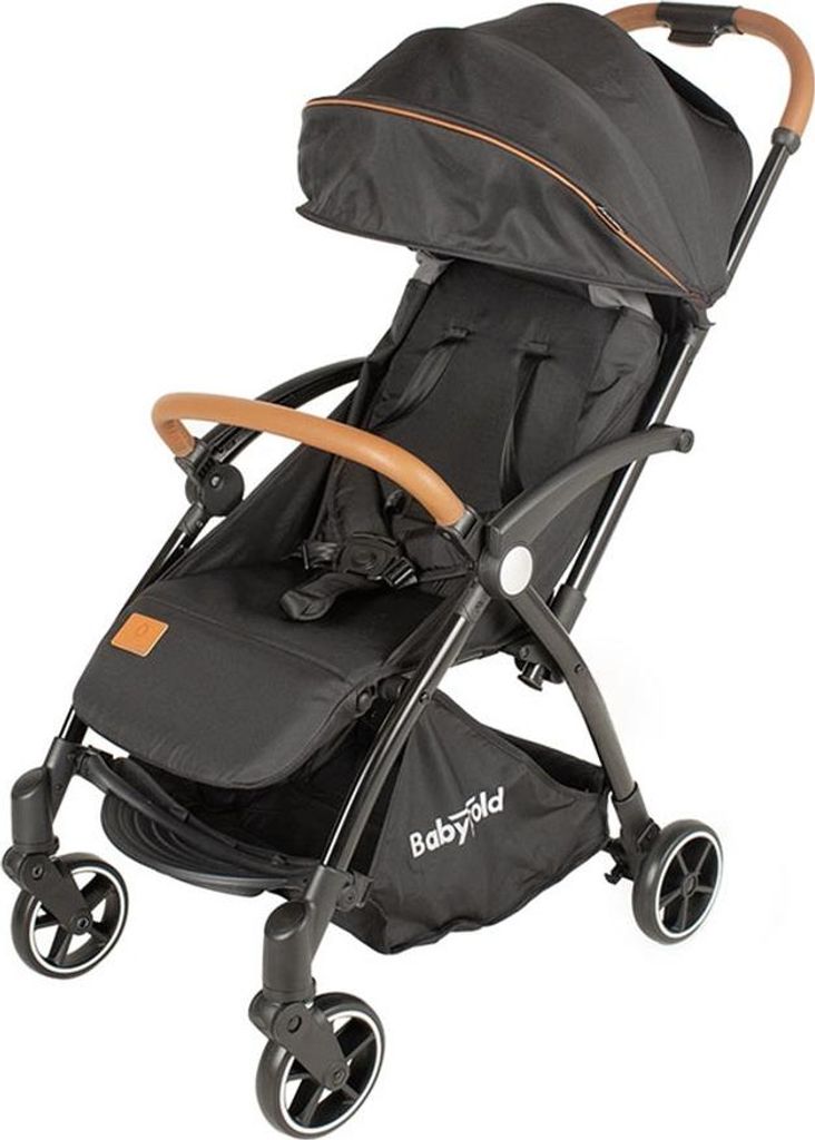 BabyTrold Skagen Schwarz Kinderwagen, leicht, verstellbar, Frontbügel