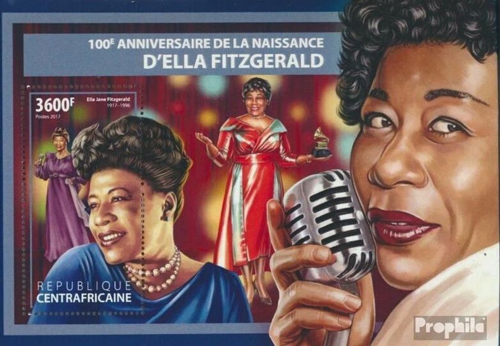 Briefmarken Zentralafrikanische Republik 2017 Mi Block 1659 (kompl. Ausgabe) postfrisch Ella Fitzgerald