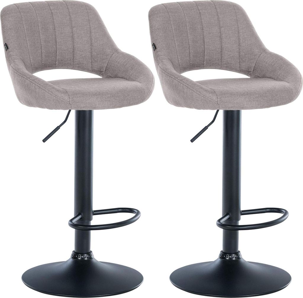 2er Set Barhocker SEGAD - Stoff Grau 47x48x85 cm Schwarz | Barstuhl Mit Lehne Tresenhocker Tresenstuhl Kneipenhocker Kneipenstuhl