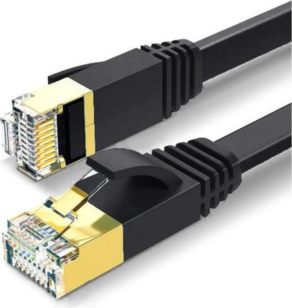 Flaches LAN Ethernet Netzwerkkabel CAT7 – Hochwertiges Patchkabel für Router, Switch, PC & Smart TV 15m schwarz