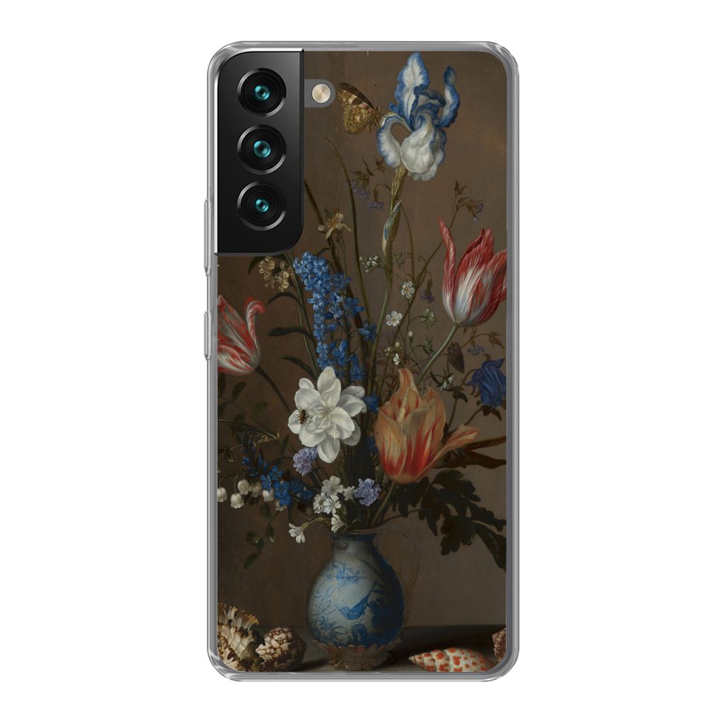 MuchoWow Handyhülle Schutzhülle Hülle für Samsung Galaxy S22 Plus Blumen in einer Wan-Li-Vase und Muscheln - Gemälde von Balthasar van der A...
