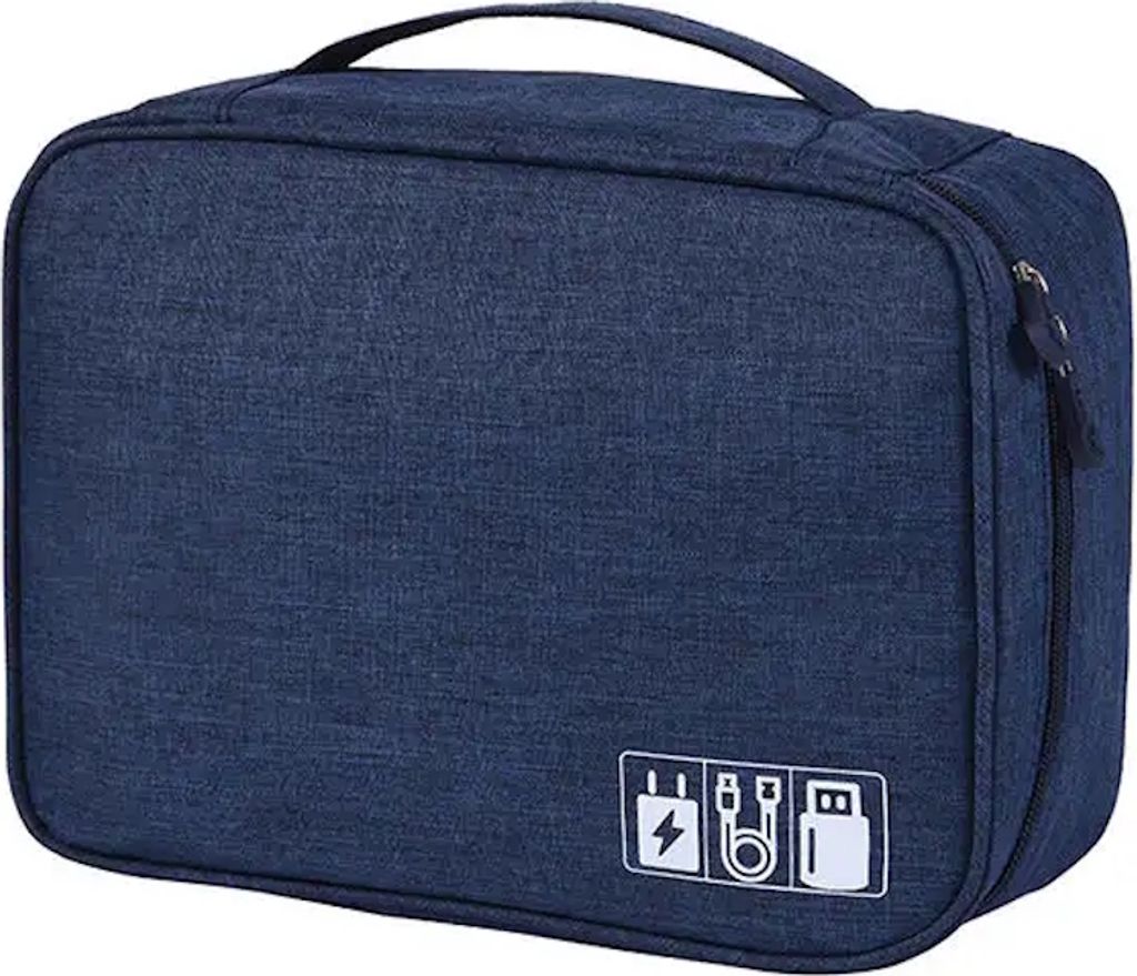 Große Elektronik Tasche, Kabel Organizer Tasche, Kabeltasche in Dunkelblau