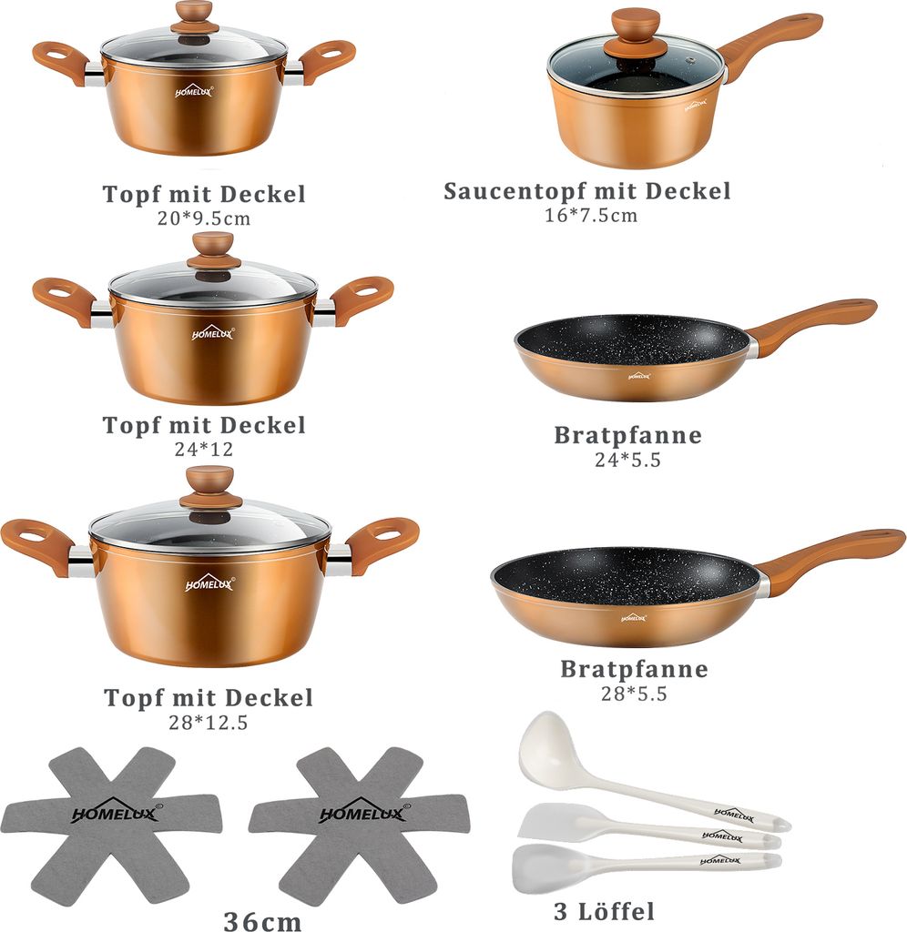 15-Tlg Topfset Pfannenset Kochtopfset Topfset Induktion, Produktbild 2