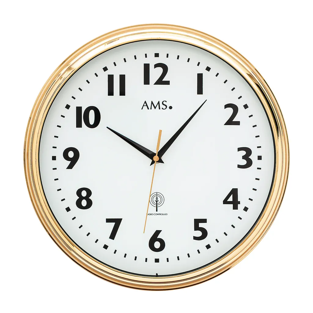 AMS Montre Unisex 5963 - Horloge murale design radioguidée en métal