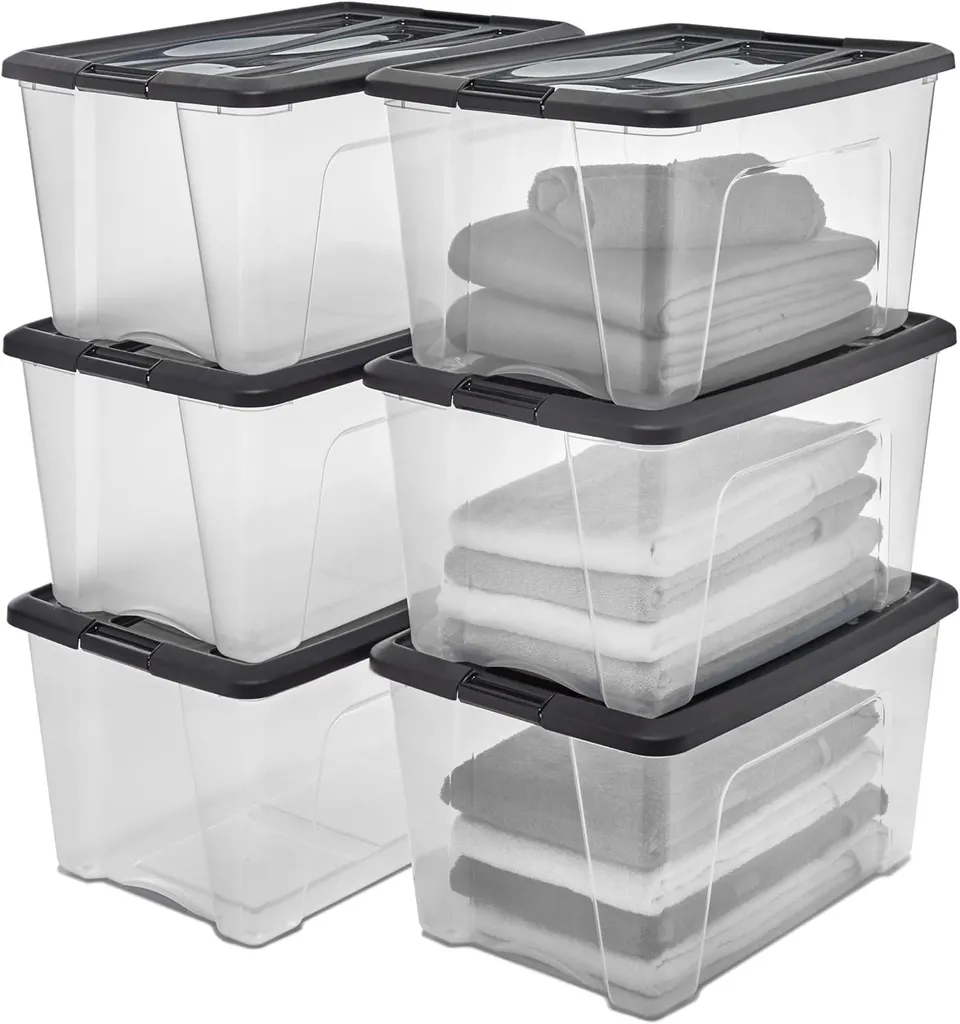 6 Bacs de Rangement Garage 45L Plastique - Idéal Atelier & Stockage