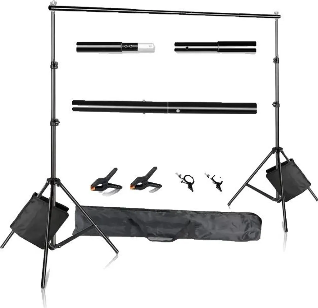 Support de Fond Photographie 2x2m avec Sac de Transport et de Sable