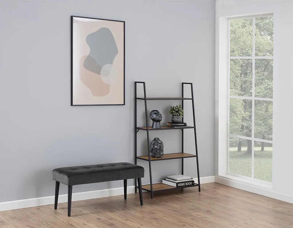 Banc gris en velours Glory : assise d'appoint stable et peu encombrante - 7