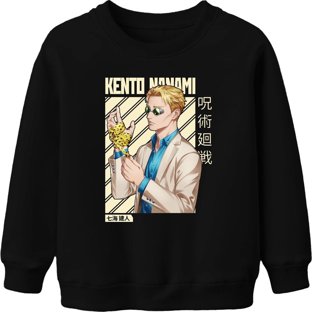 Kento Nanami Jujutsu Kaisen Anime Manga Anzug Geschenk Vintage Uni Kinder Sweatshirt Pullover, Schwarz, 104