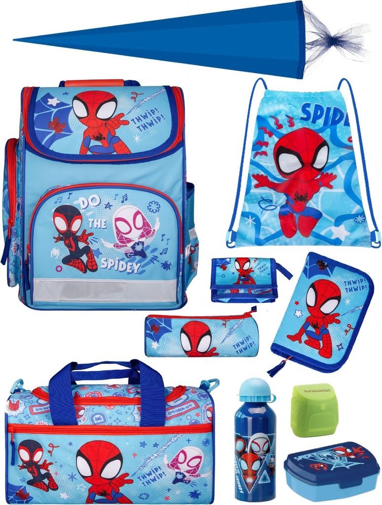 Ranzen-Set 10teilig SPIDEY Schulranzen-Set mit Schultüte / Zuckertüte und Sporttasche