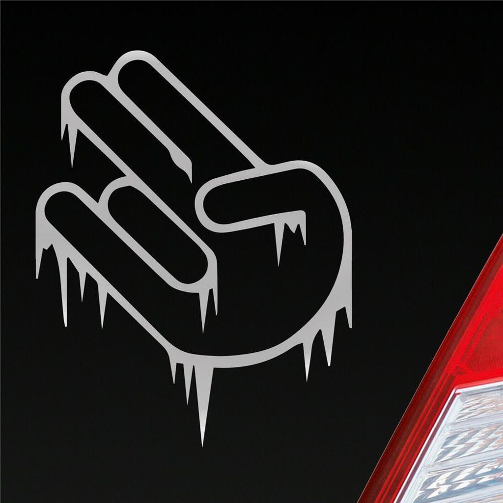 Auto Aufkleber Shocker Winter ICE Schnee EIS 8x10 cm Silber Sticker Heckscheibenaufkleber