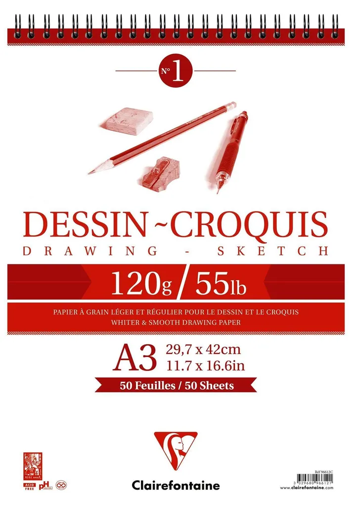 Support dessin A3 pour architecture et croquis de mode 50 feuilles