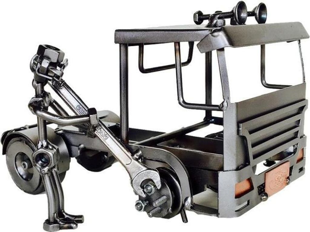 Metallfigur LKW-Mechaniker – Handgefertigte Schraubenmännchen Skulptur