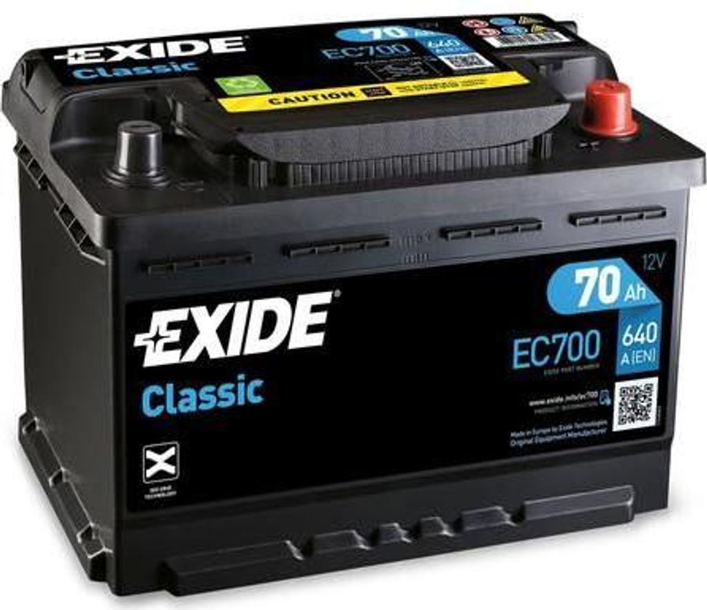 EXIDE EC700 Starterbatterie OE 51018464 kompatibel mit Alf. GTV, A4 8D, A6 4A, 3er E30, 3er E36, 3er E46, 5er E34, 7er E32, Berlingo, C8, Evasion, ...