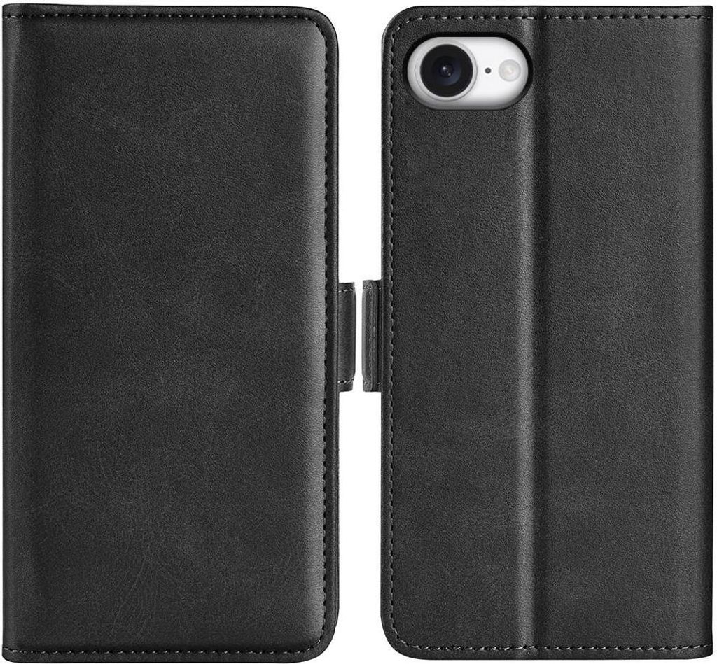 Mobigear Slim Magnet iPhone 16e Hülle Klapphülle Geldbörse - Schwarz