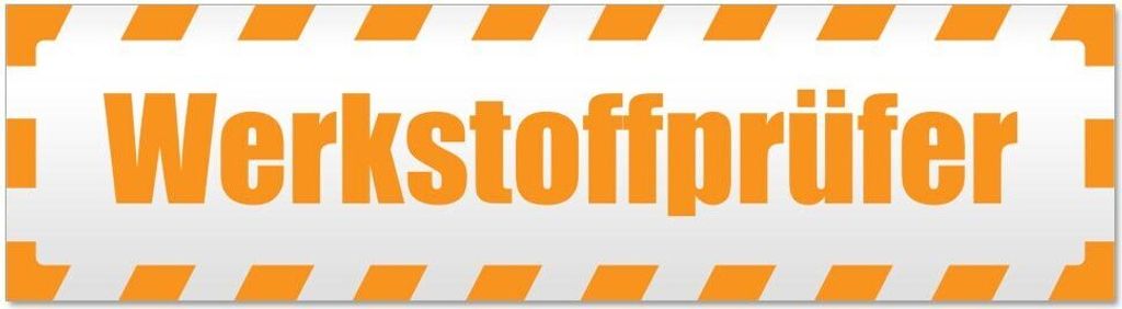 Kiwistar Werkstoffprüfer gestreift Magnetschild Schild magnetisch - 60cm Orange - Magnetfolie für Auto PKW Kfz