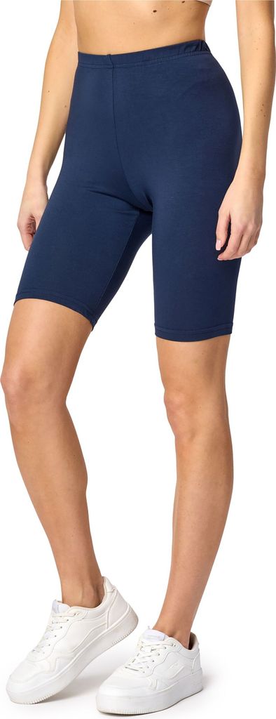 Bellivalini Damen Kurze Leggings aus Viskose BLV50-149 (Dunkelblau, M)