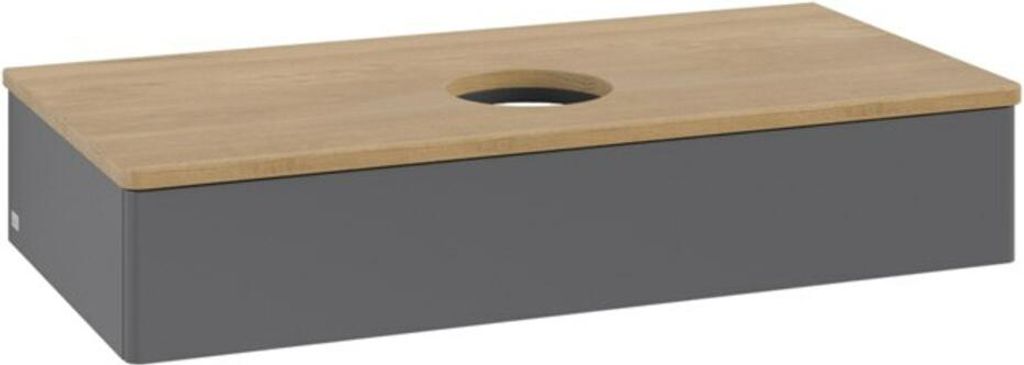V&B Waschtischunterschrank ohne Frontstruktur, mit Beleuchtung Antao 100x19x50cm, WBP hon. Oa, Anthrac. m Lac